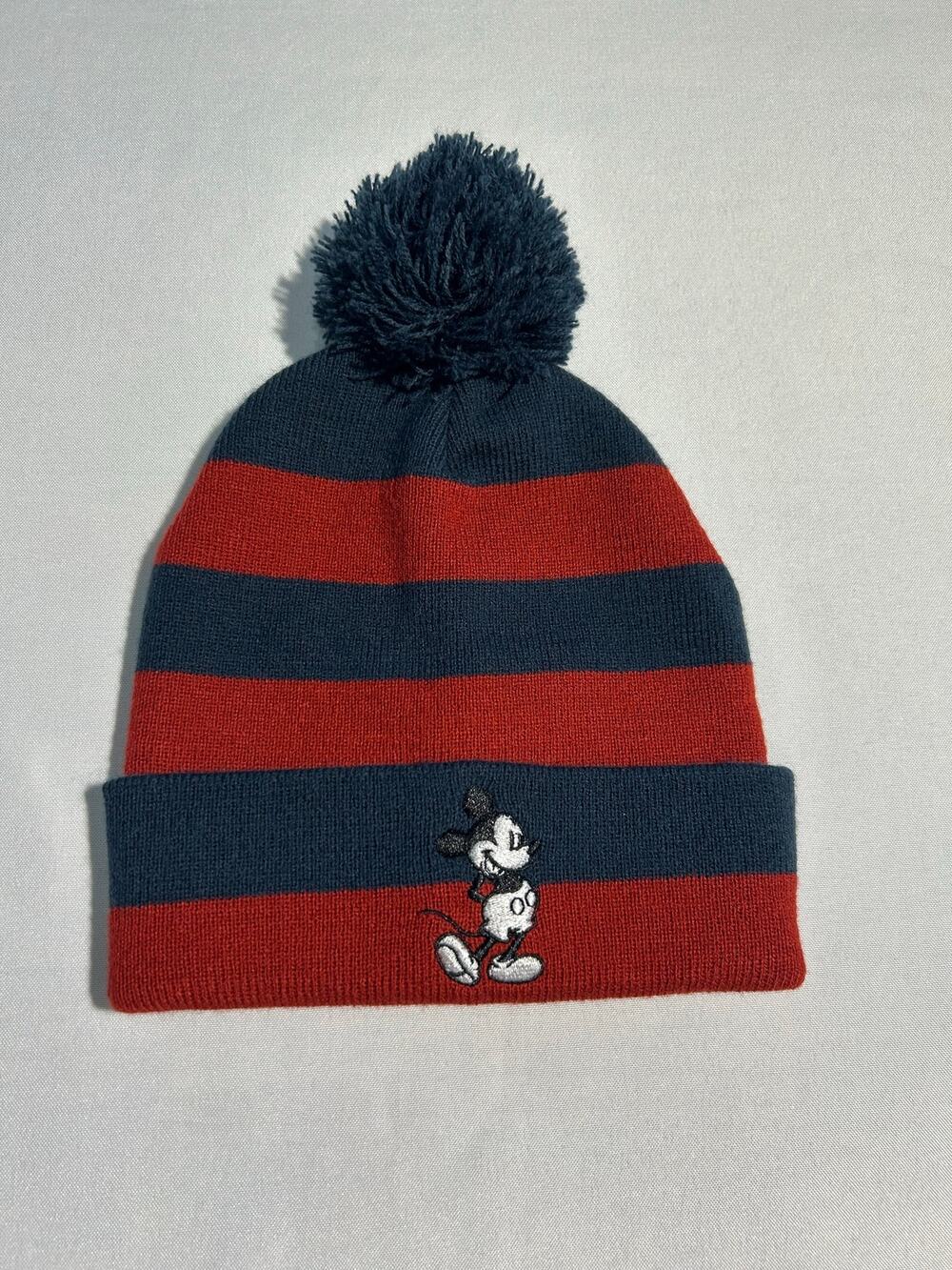 Disney Mickey Mouse Embroidered Beanie Red & Dark Blue OS